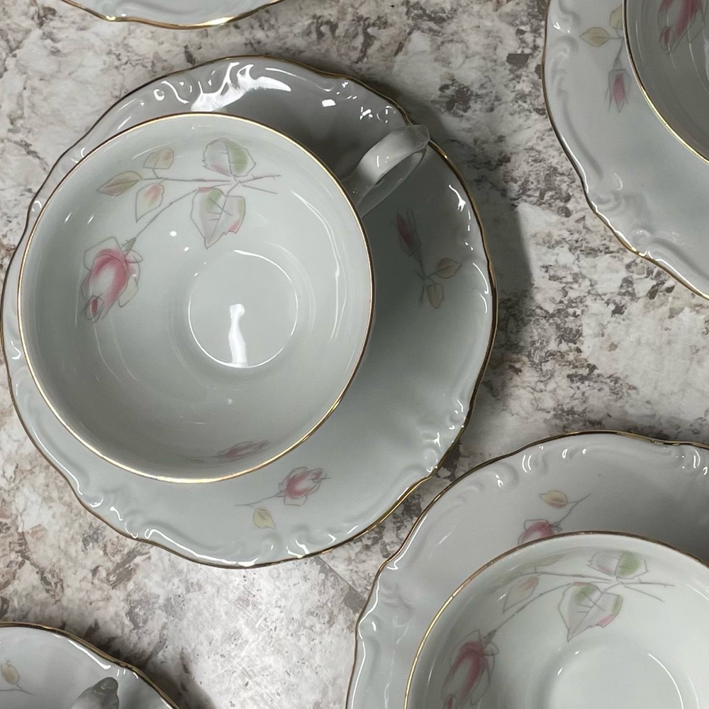 1940’s Winterling Bavaria Germany ~ 6 Fine Porcelain China Teacups & Saucers~ - Picture 6 of 16